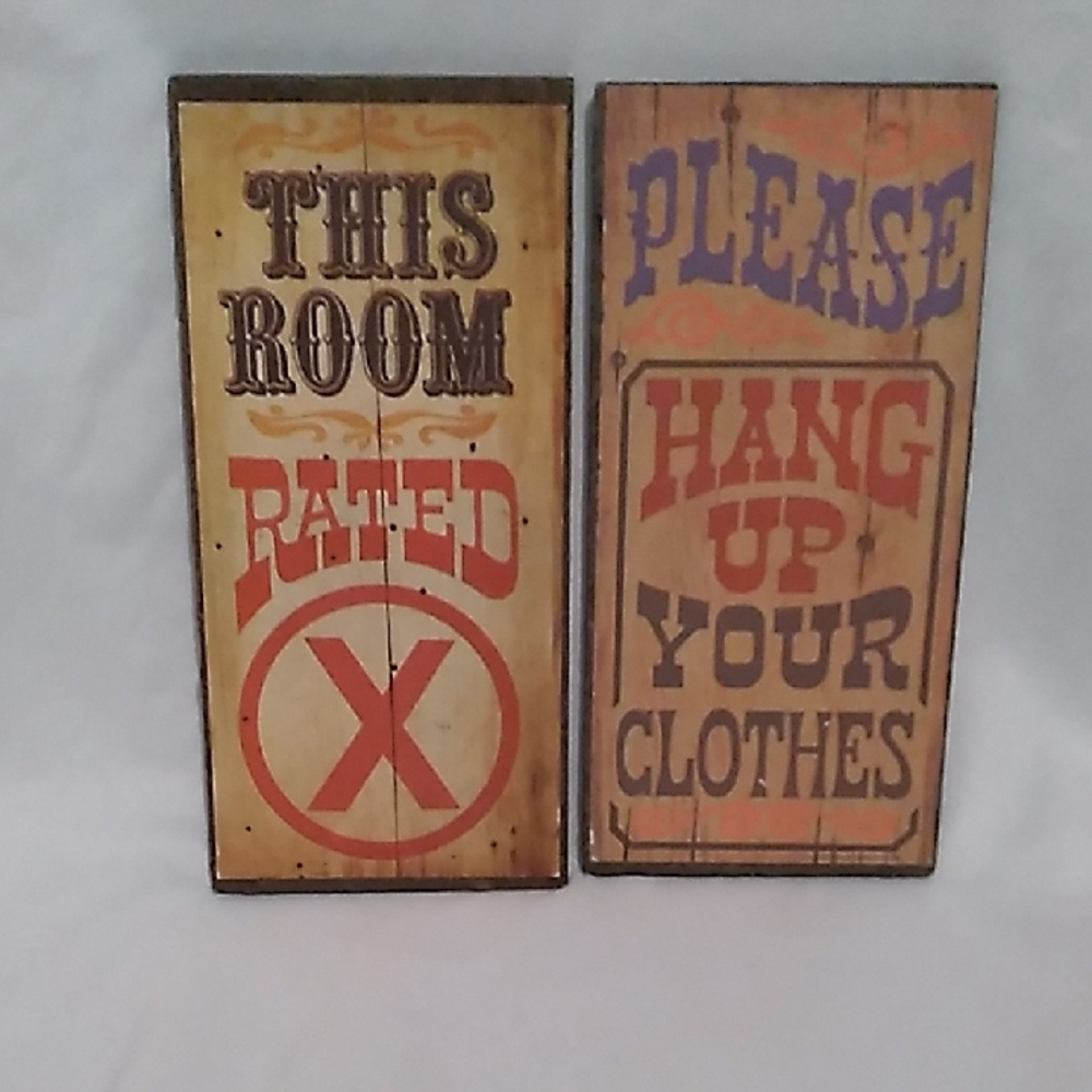 Vintage 1970's Wallace Berrie & Co. Wooden Novelty Signs Set of 2 (B5)